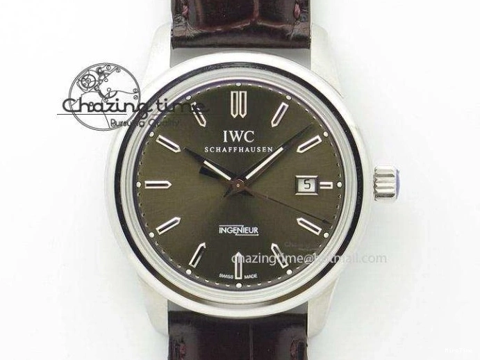 MIROTIME 0504 SmartChoice Mark XVIII IW327006 Titanium M+F 1:1 Best Edition Black Dial on Brown Leather Strap A 7145